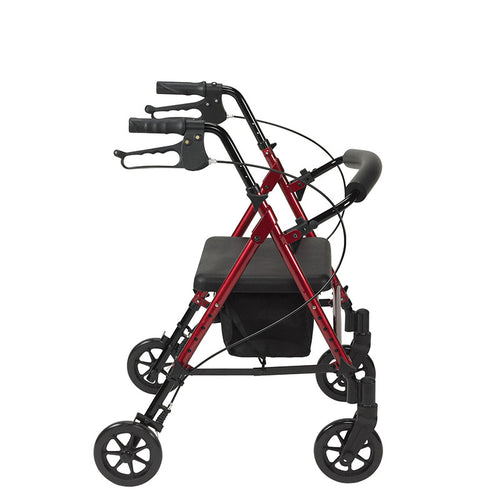 Drive Medical RTL10261RD Adjustable Height Rollator Rolling Walker with 6" Wheels, Red